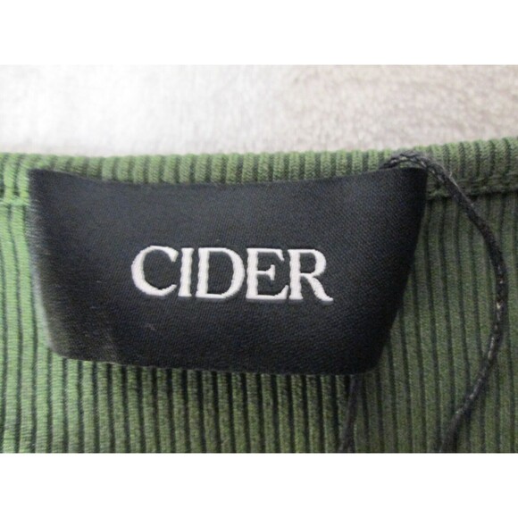 CIDER Green Crop Top M Front Knot Rib Knit Sleeveless Polyester Spandex 19-433 - Picture 4 of 9